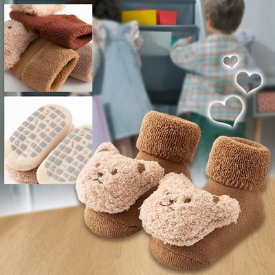 Șosete pufoase, moi și antiderapante pentru copii cu model de ursuleț | TEDDYFEET