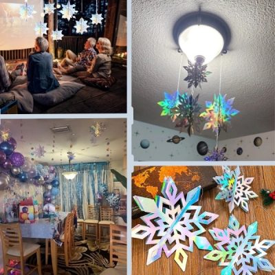 Fulgi de zăpadă 3D holografici(6 bucăți)| HOLOFLAKE