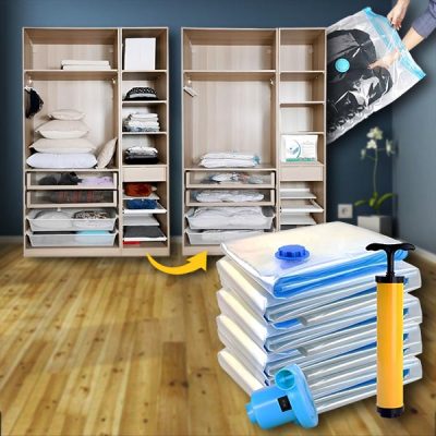 Set de pungi vid pentru depozitarea hainelor, lenjeriei de pat și jucăriilor (7 bucăți) | VACKBAGS